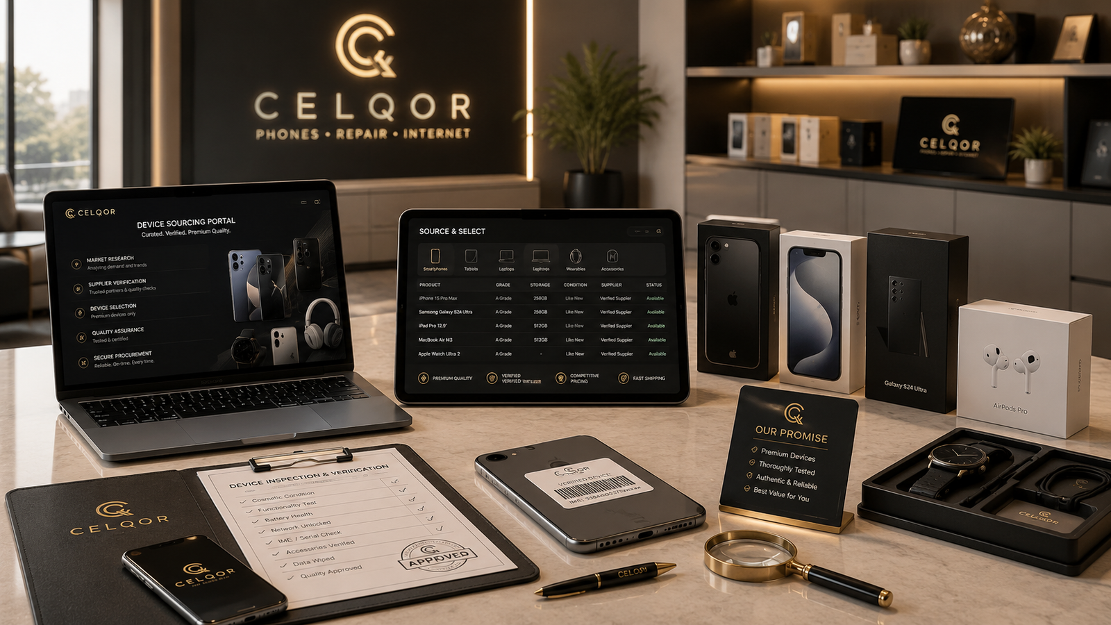 CELQOR business device sourcing portal and verified technology selection