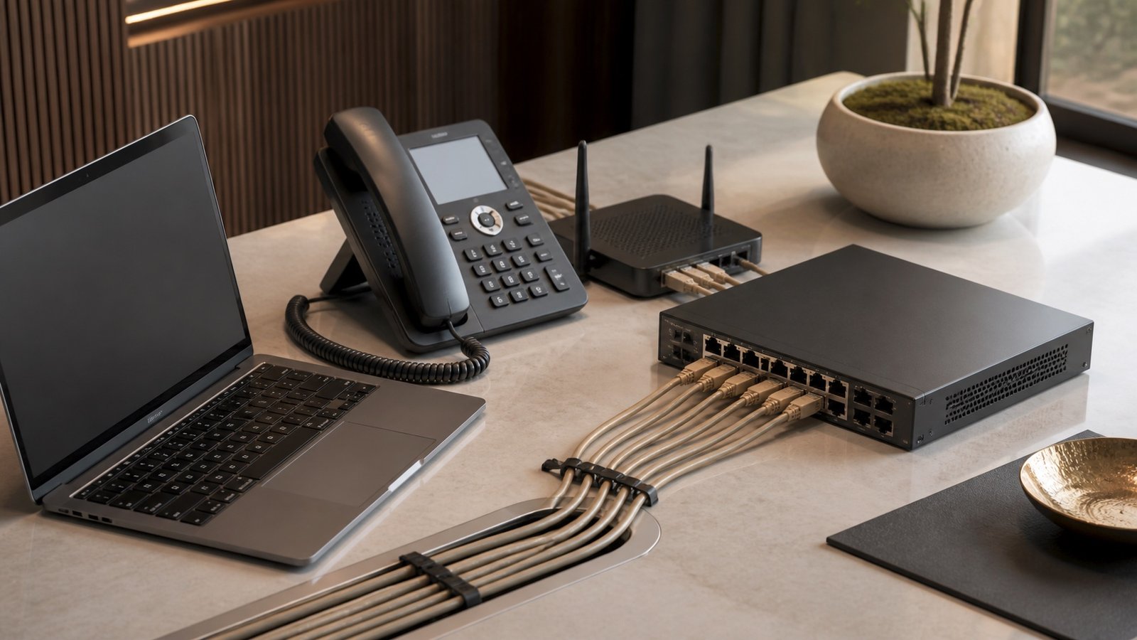Business connectivity equipment prepared for consultation
